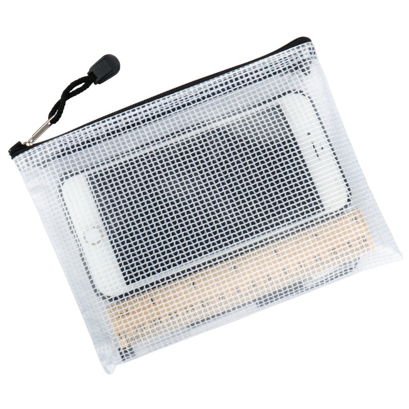 SUBANG 12 Pieces Black Zipper Pouch Zipper File Bags Mesh File Folders with Grid Travel Pouch, 6 Sizes - Image 4